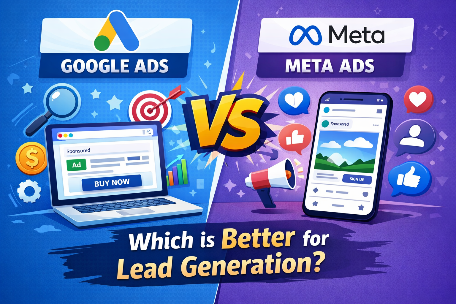Google Ads vs Meta Ads comparison chart for lead generation